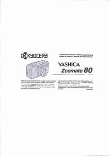 Yashica Zoomate 80 manual. Camera Instructions.
